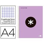 Cuaderno en espiral Antartik A4 cuadriculado lila lavanda