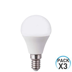 Pack 3 Bombillas LED Esférica E14 6W Equi.40W 470lm 15000H<br> 7hSevenOn Temperatura 3000K precio