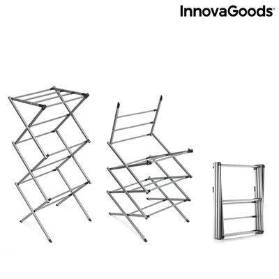 Tendedero Metálico Plegable y Extensible con 3 Alturas Cloxy InnovaGoods (11 Barras)