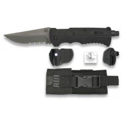 Navaja táctica RUI, mango recubierto de goma, hoja de 9,5 cm con baño de titanio, 19587 características