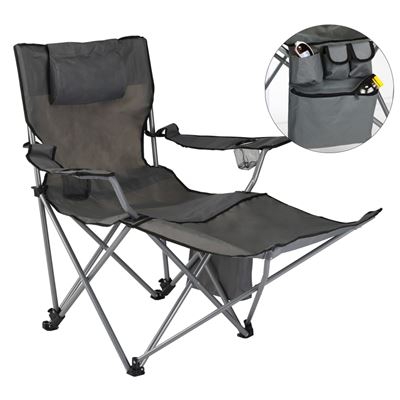 Silla de camping lujosa con reposapiés antracita, HI