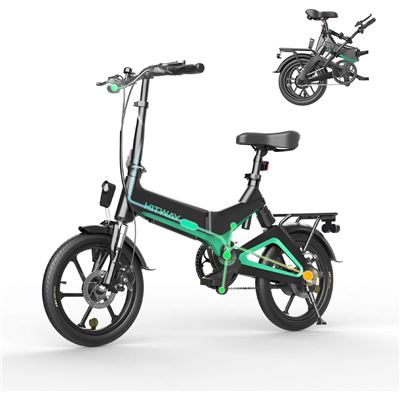 Bicicleta eléctrica Plegable con Asistencia de Pedal, 16 Pulgadas, Superportátil y Pantalla LCD