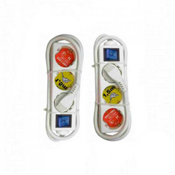 Pack 2 Regletas 3 Enchufes Schuko 1,5m Blanco con Interruptor Azul 7hSevenOn en oferta