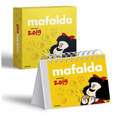 Calendario de sobremesa con caja Granica Mafalda 2019 Día por página amarillo