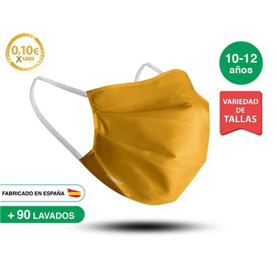 Mascarilla reutilizable 10-12 años MOSTAZA