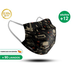 Mascarilla reutilizable adulto +12 años ROCK PUNK características