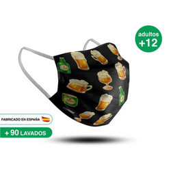 Mascarilla adulto reutilizable +12 años DE CERVEZAS en oferta