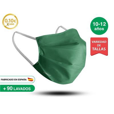 Mascarilla reutilizable 10-12 años VERDE