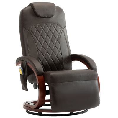 Sillón de masaje reclinable para TV cuero sintético marrón