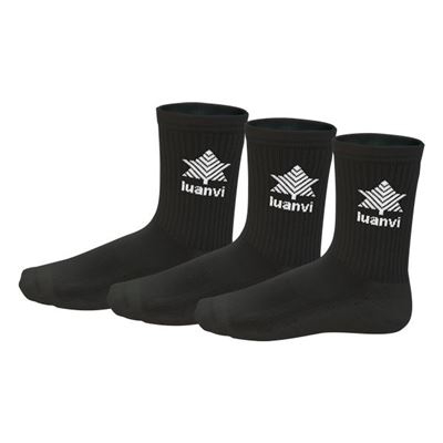 Calcetines Deportivos Luanvi 1/2 Caña Negro Algodón/Elastano (3 uds) Talla: M