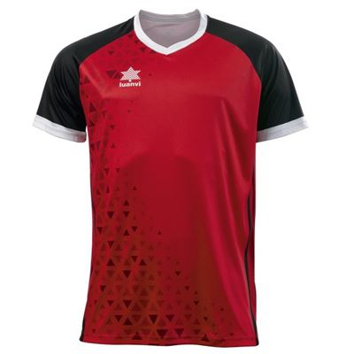 Camiseta Deportiva de Manga Corta Unisex Luanvi Cardiff Negro Rojo Talla: S