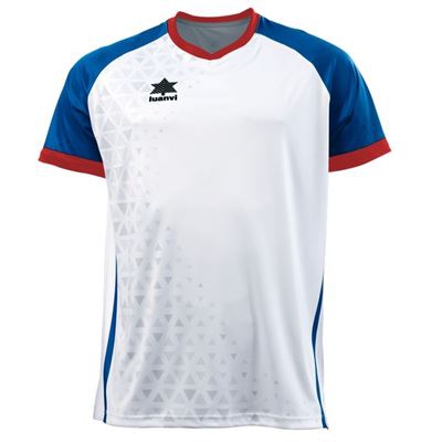 Camiseta Deportiva de Manga Corta Unisex Luanvi Cardiff Blanco/Azul Talla: 3XS