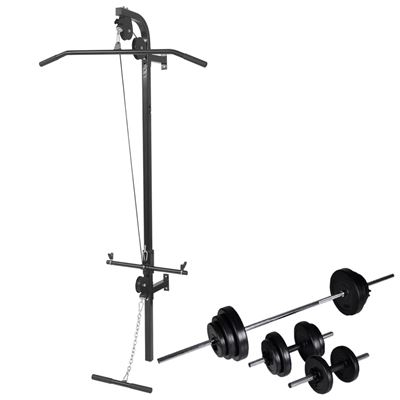 Máquina de musculación de pared vidaXL, pesas y mancuernas 30,5 kg