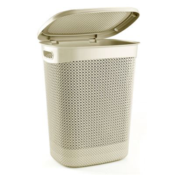 Cesto de Ropa Alto Rectangular con Tapa Crema 52 Litros 7house precio