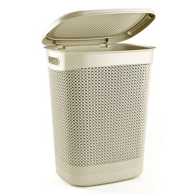 Cesto de Ropa Alto Rectangular con Tapa Crema 52 Litros 7house