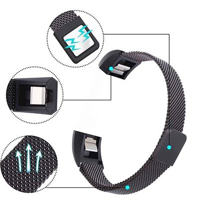 Pulsera Milanese Loop Cierre Magnético Fitbit Alta /Alta HR/ Alta Ace Negro