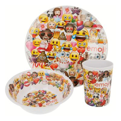 Set de menaje de plástico Emoji Blanco precio