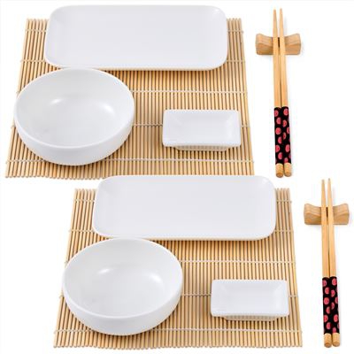 Set 12pc Sushi Bergner Foodies MP Porcelana/Bambú