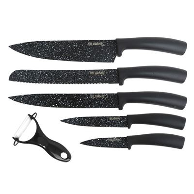 Juego de 5 cuchillos AGD de cocina + 1 pelador Diseño granito Alta calidad