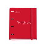 Carpeta Bloc 4 anillas Miquelrius A4 Cuadriculado Rojo