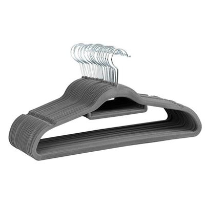 Juego de 35 perchas AGD ultrafinas de terciopelo Gris Superficie no deslizante