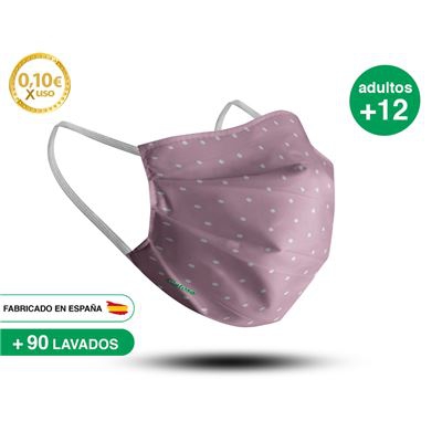 Mascarilla adulto reutilizable +12 años BOLAS ROSAS