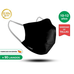 Mascarilla reutilizable 10-12 años NEGRA precio