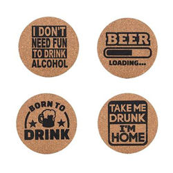 Posavasos de Corcho, con Mensajes Divertidos, Incluye 4 Modelos diferentes precio