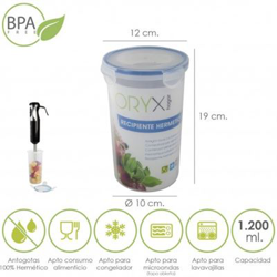 Recipiente Hermetico Plastico Redondo 1.200 ml. Ø 12 x 19 (Alt.) cm. en oferta