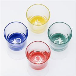 Set 4pc Vasos de agua Benetton Vidrio multicolor en oferta