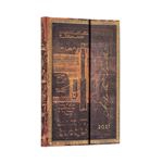 Agenda anual 2021 Paperblanks semana vista midi Tesla, Bosquejo de una Turbina Marron Oscuro