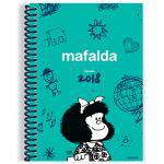 Agenda 2018 Granica semana vista espiral Mafalda verde en oferta