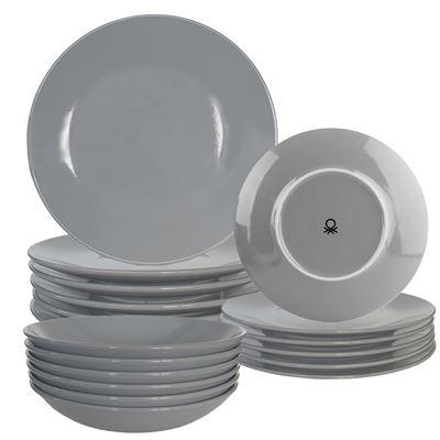 Set 18pc Vajilla Benetton Loza color Gris