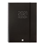 Agenda anual 2021 Finocam A4 semana vista vertical opaque negro