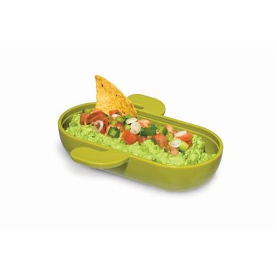 Recipiente bote con tapa en forma de cactus ideal para guardar guacamole y salsas, Verde/Transparente