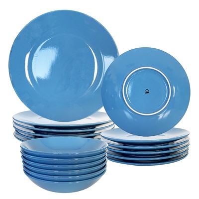 Set 18pc Vajilla Benetton Loza color Azul