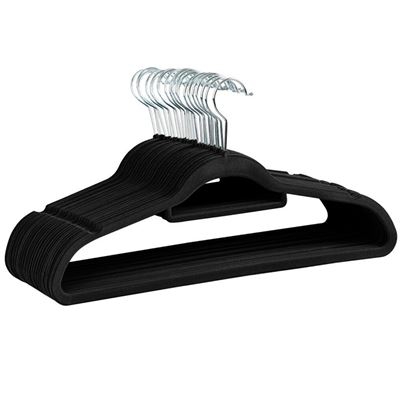 Juego de 35 perchas AGD ultrafinas de terciopelo Negro Superficie no deslizante