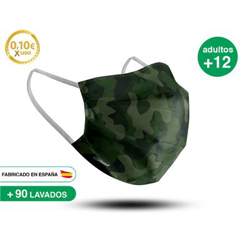 Mascarilla reutilizable adulto +12 años VERDE CAMUFLAJE precio