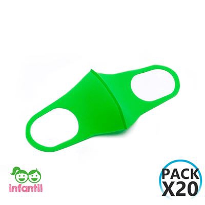Pack 20 Mascarillas Reutilizables Infantil O91 Color Verde