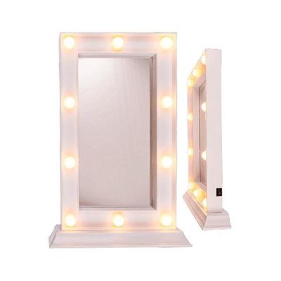 Espejo LED Especial Maquillaje con 10 LED Blanco Cálido, 34 x 24 x 6,3 cm