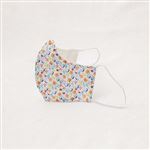 Mascarilla Olivia Lupita higiénica lavable flores azul y naranja talla S