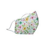 Mascarilla Olivia Lupita higiénica lavable flores amarilla y rosa talla L