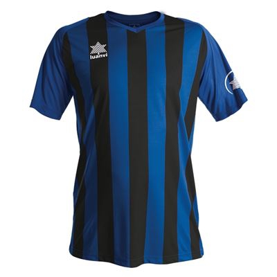 Camiseta Deportiva de Manga Corta Luanvi New Listada Azul/Negro Talla: 4XS