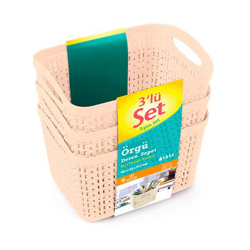 Kit 3 Cestas Rectangulares Crema 1,5 Litros 7house precio