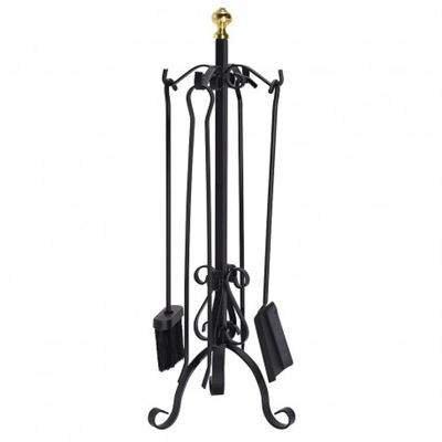 Juego Atizadores Forjado Negro 64 cm. 5 piezas