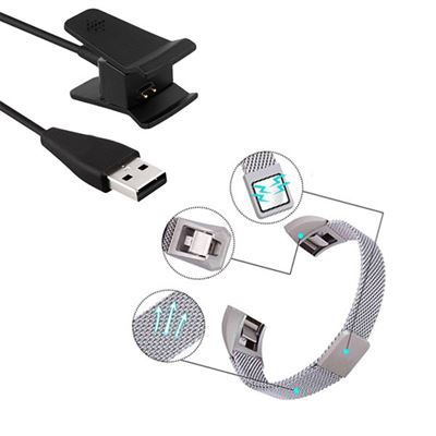 Kit Pulsera Milanese Loop Cierre Magnético + Cargador Usb Charger Fitbit Alta Cinza