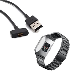 Kit Pulsera Acero Stainless Lux + Herramienta + Cargador Usb Charger Fitbit Ionic Negro precio