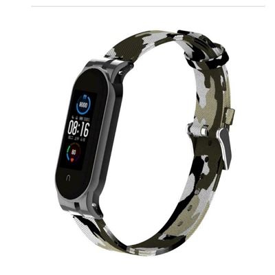 Xiaomi Mi Band 5 correa nylon ajustable con cabeza metálica camuflaje