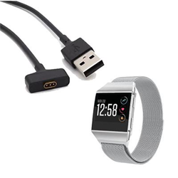 Kit Pulsera Milanese Loop Cierre Magnético + Cargador Usb Charger Fitbit Ionic Cinza en oferta