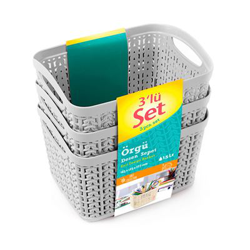 Kit 3 Cestas Rectangulares Gris 1,5 Litros 7house características